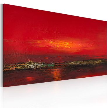 Χειροποίητα ζωγραφισμένος πίνακας - Red sunset over the sea 120x60