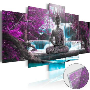 Πίνακας σε ακρυλικό γυαλί - Waterfall and Buddha [Glass]