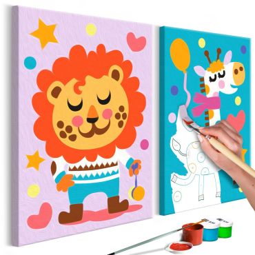 Πίνακας για να τον ζωγραφίζεις - Lion & Giraffe 33x23