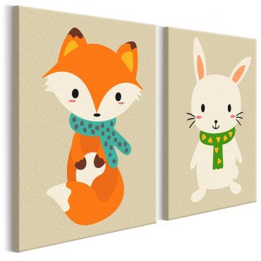 Πίνακας για να τον ζωγραφίζεις - Fox & Bunny 33x23
