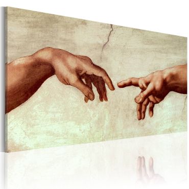 Χειροποίητα ζωγραφισμένος πίνακας - The creation of Adam: fragment of painting 120x60