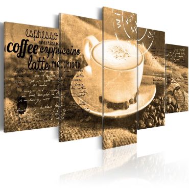 Πίνακας - Coffe, Espresso, Cappuccino, Latte machiato ... - sepia