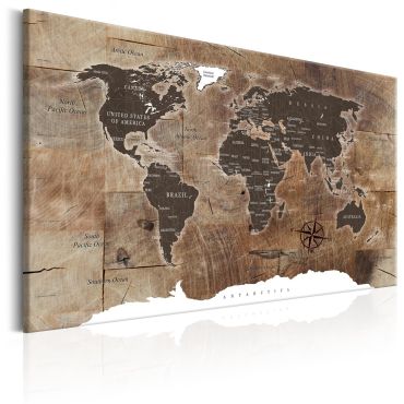 Πίνακας - World Map: Wooden Mosaic