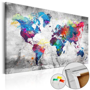 Πίνακας φελλού - World Map: Grey Style [Cork Map]