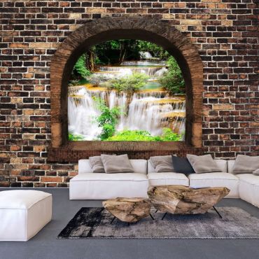 Αυτοκόλλητη φωτοταπετσαρία - Stony Window: Waterfalls