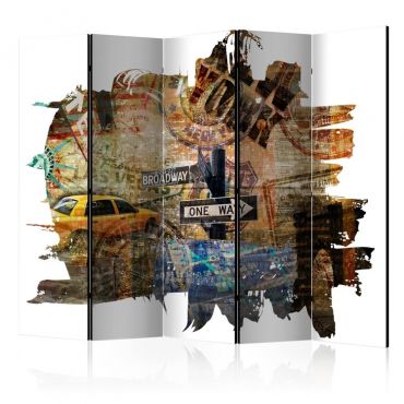 Διαχωριστικό με 5 τμήματα - New York Collage II [Room Dividers]