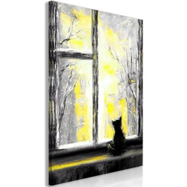 Πίνακας - Longing Kitty (1 Part) Vertical Yellow