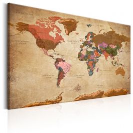 Πίνακας - World Map: Brown Elegance